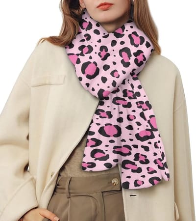 Dames Sjaal - Warme omslagdoek - Outfit completeren - Zacht polyester materiaal - 193x35cm - Roze Luipaardprint