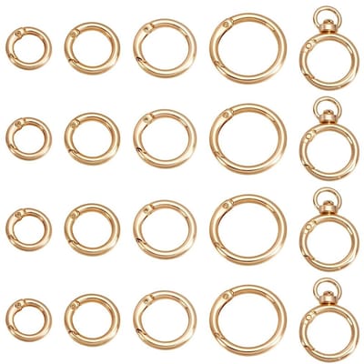 Dailygoods - BENECREAT 22 stuks ronde karabijnhaak clip, zinklegering licht gouden karabijnhaak sleutelhangers, release sleutelhanger voor portemonnee schoudertas ketting ringen clip vervanging