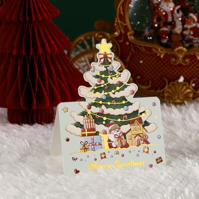 Giftmas Kerstkaarten - Wenskaarten - 10 Stuks - Met Enveloppen - 9.8x13.6cm-met goud bedrukte kerstgroetkaarten met enveloppen-geschikt voor familie-vrienden-collega's en klanten-als kerstgroet- en bedankkaartjes - Exclusief voor Kerstmis