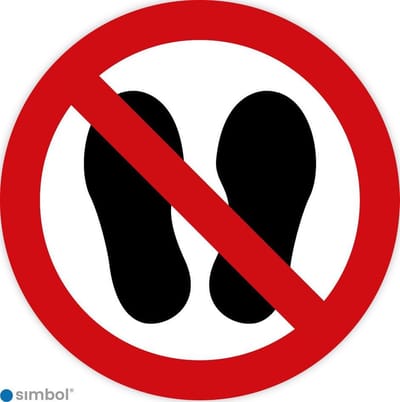 Simbol - Stickers Betreden Van Ruimte Verboden - Verboden Te Betreden (P024) - Duurzame Kwaliteit - Formaat ø 10 cm.