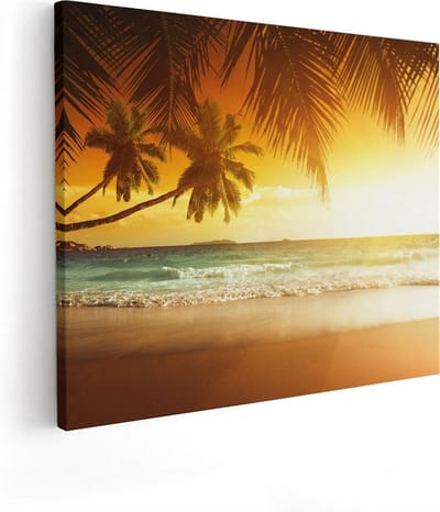 Artaza Canvas Schilderij Zeezicht - 50x40 cm - Wanddecoratie Woonkamer - Muurdecoratie Strand - Kamer Accessoires Palmbomen