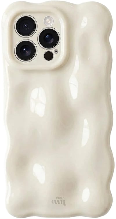 xoxo Wildhearts Bubbly case Cloud Dancer telefoonhoesje - Geschikt voor iPhone 13 Pro - Hoesje met bobbeltjes - Krullede golfvorm - schokbestendig - Beige