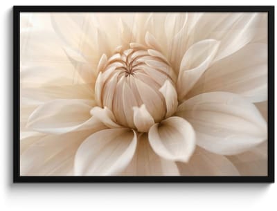 Poster in lijst - Fotolijst 90x60 cm - Posters - Bloem - Dahlia - Wit - Posterlijst zwart - Decoratie - Wanddecoratie woonkamer - Muurdecoratie slaapkamer