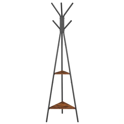 BEGRYF Staande kapstok - industrieel - met 2 hoekplanken - zwart en rustiek bruin - 49,5x49,5x179 cm