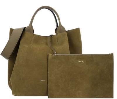 abro Leren schoudertas Leather Suede Essential Shopper Military kaki