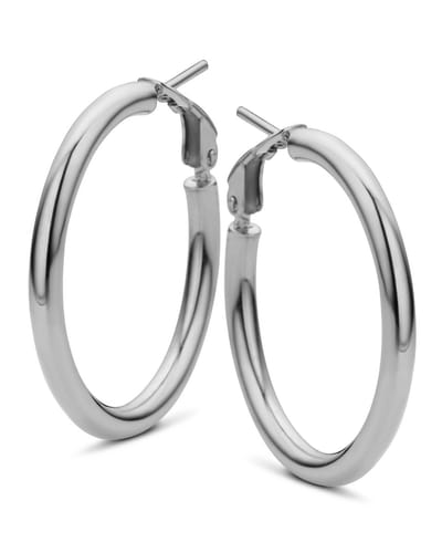 New Bling - 9NB-1596 - 925 zilveren klapoorringen - Rhodium plating - 46x4mm - dames - lichtgewicht