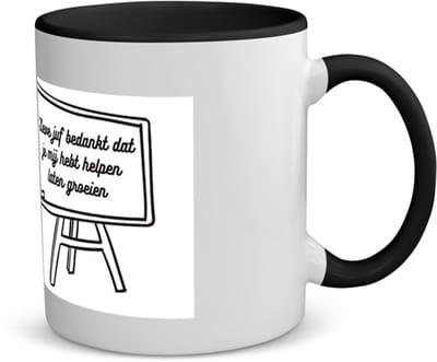 Akyol - lieve juf bedankt dat je me hebt laten groeien koffiemok - theemok - zwart - Juf - juf - leraar - 350 ML inhoud