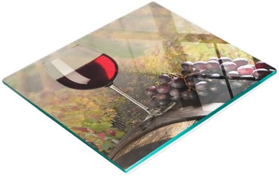 Keukenplank van gehard glas met decoratieve afbeeldingen, rode wijn, 60x52 cm