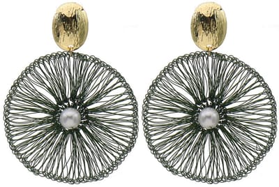 Oorbellen geweven design – groen – 6,5x4,5 cm