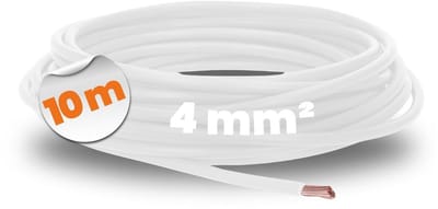 10 meter 4mm² Enkele Ader Draadkabel H07V-K Flexibel (Wit) Installatiedraad