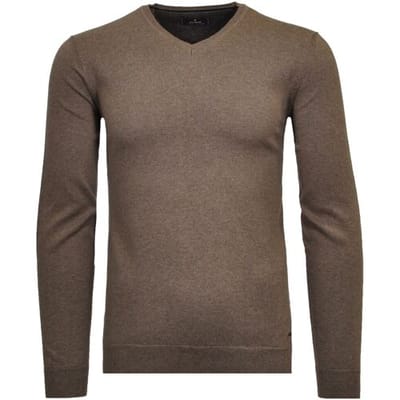 Ragman Trui V-Neck Supersoft Cotton Cashmere Knitted Elbow Patches Camel / male