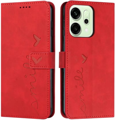 Coverup Hoesje - Geschikt voor OPPO Reno14 / F / FS Hoesje - Coverup Smile Book Case - Rood