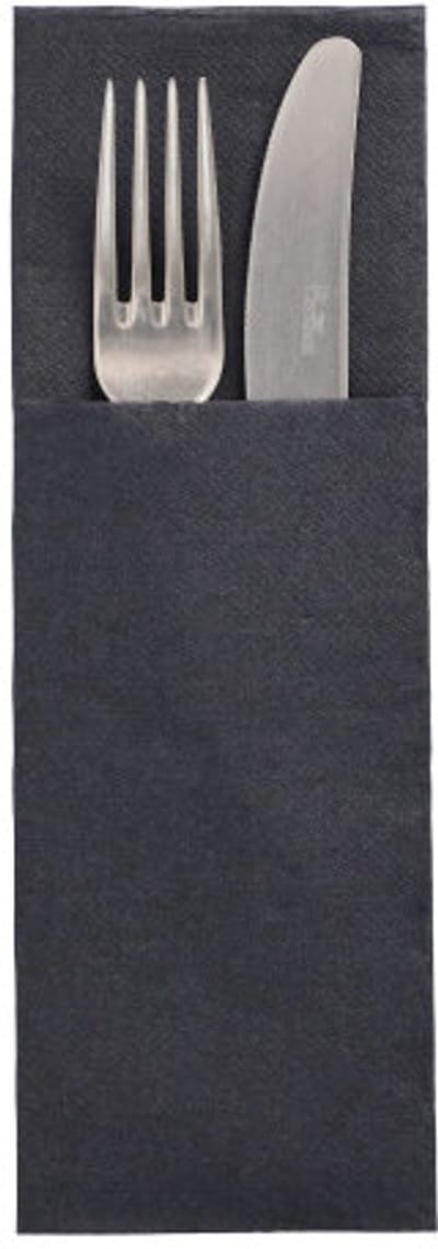 50 Servetten DAILY Collection 48 cm x 30 cm zwart met bestekvouw