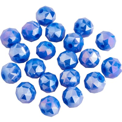 Glas geslepen kralen rond, 6 mm - Rijk blauw AB