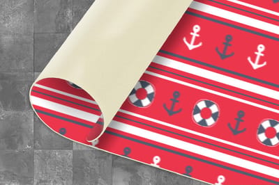 Keukenloper - Loper keuken - Anker - Reddingsboei - Marine - Matroos - Patronen - 240x60 cm - Keukenloper vinyl