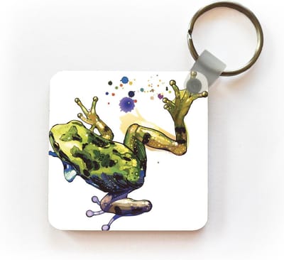Sleutelhanger - Uitdeelcadeautjes - Kikker - Waterverf - Wit - Plastic