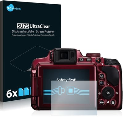 Savvies - Screenprotector voor Nikon Coolpix P610 - Folie Beschermfolie transparant 6 Stuks