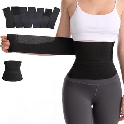 Verstelbare Waist Trainer Wrap - Verdikte Buikband met 6 Klittenbanden - Sport Tailleband voor Fitness & Hardlopen - Zwart-3m
