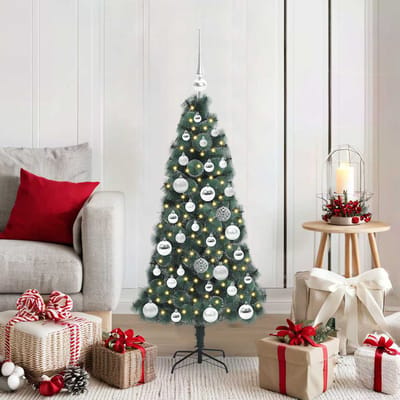 vidaXL - Kunstkerstboom - met - verlichting - en - ballenset - Groen - 120 - cm - PET