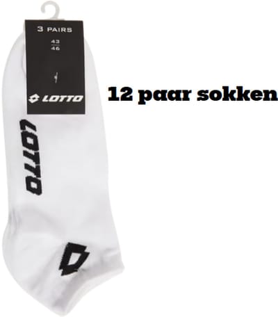 12 paar LOTTO Sneakersokken Wit 43-46