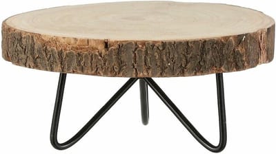 Kaarsenplateau - hout - met metalen poten - H14 x D29 cm - Kaarsenbord
