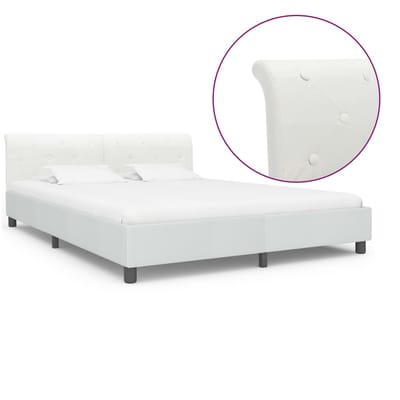 vidaXL - Bedframe - kunstleer - wit - 160x200 - cm