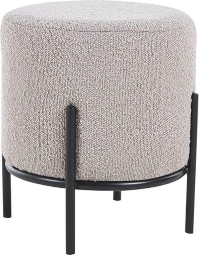 Poef Mia Taupe - Bouclé - Breedte 35 cm - Diepte 35 cm - Hoogte 38 cm