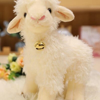Kawaii schattige dieren schaap pluchen speelgoed kleine lam pluche poppen schattige bel alpaca speelgoed hoge kwaliteit speelgoed voor kinderen meisjes geschenken 25cm beige