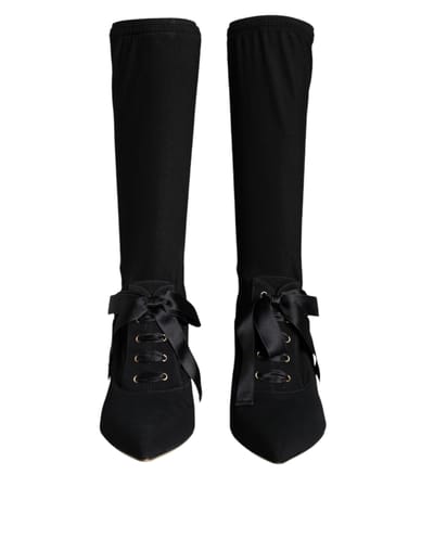 Dolce & Gabbana Zwarte Stiletto Hakken Halflange Laarsjes Schoenen