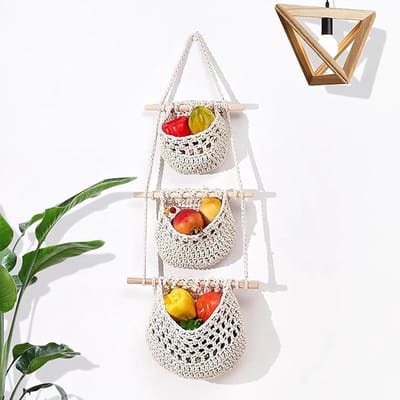 Hangende mand 3 dieren houten staaf fruit groenten muur opslag
