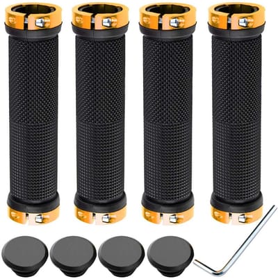 Cosensi- Fietshandgreep Professionele Dubbele Vergrendeling - Fietshandvatten Antislip - Mountainbike Handvatten - Rubber + Aluminium - 4 Stuks - 13.5cm Lengte - Fietshandvat