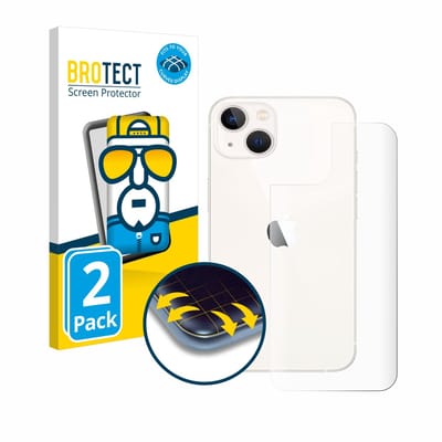 BROTECT - Screenprotector voor Apple iPhone 13 (Achterkant) - Folie Beschermfolie transparant volledig dekking - 2 Stuks