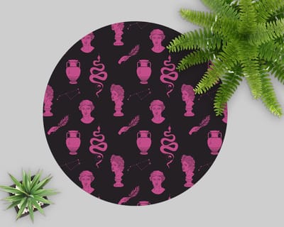 Coloray Vloerbeschermer - Oud Grieks patroon Stoel Mat - 100x100 cm - Veelkleurig Vloerbeschermer Harde Vloer - Motif Vloerbeschermer - Mótif Vloerbeschermer - Ronde Mat - Deel Thema