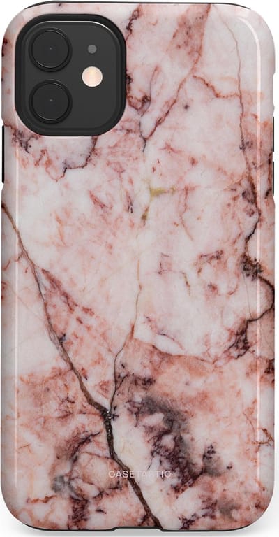Casetastic hoesje geschikt voor Apple iPhone 11 - Dubbellaagse bescherming - Koraalrif Marmer - Fashion Case - Lichtroze Perzik