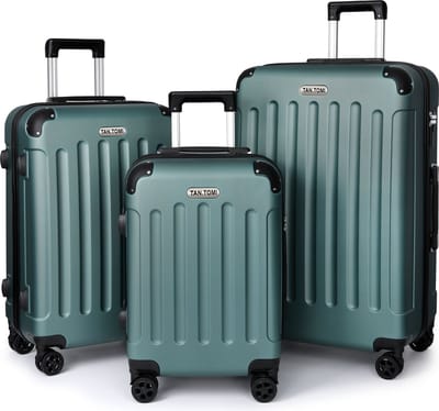TAN.TOMI Kofferset - 3 Delig - 100L Handbagage + 65L +41L - Reiskoffer met 4 wielen - Ruimbagage - Cijferslot - Reiskoffer - Trolley Koffer met Wielen - Donkergroen