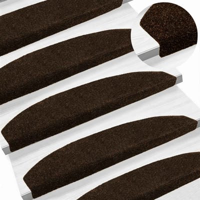 vidaXL - Zelfklevende - trapmatten - 15 - st - 80 - x - 24,5 - x - 3,5 - cm - Bruin