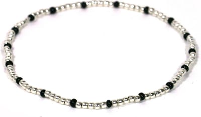 Heaven Eleven - Dames - armband - fijn - 925 zilver - 1mm - zwart kralen