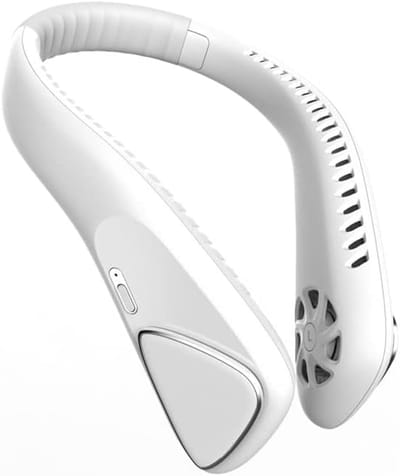 Mini USB-ventilator, draagbare nekventilator, drie windsnelheden, geschikt voor reizen, sporten en gebruik binnenshuis, wit.