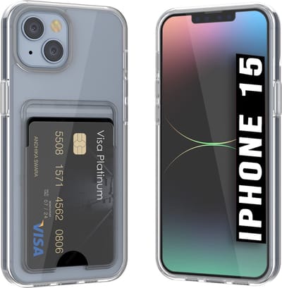 Casemania Hoesje Geschikt voor Apple iPhone 15 Transparant - Siliconen Back Cover met Kaarthouder
