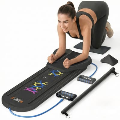 BoActive® Pilates Board Pro 2026 — Opvouwbaar Fitness Board met 5-Delige Masterclass, Weerstandsbanden & Timer