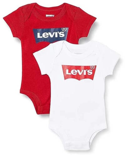 Levi´s ® Kids Batwing Body Met Korte Mouwen 2 Eenheden Rood,Wit 6-12 Months Kinderen