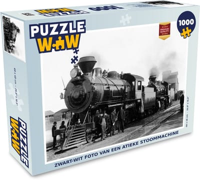 Puzzel Zwart-wit foto van een antieke stoomtrein - Legpuzzel - Puzzel 1000 stukjes volwassenen