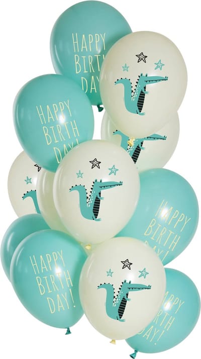 Folat - Ballonnen birthday krokodil (12 stuks - 33 cm)