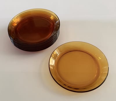 6 stuks Duralex amuse bordjes, diameter 13 cm, bruin