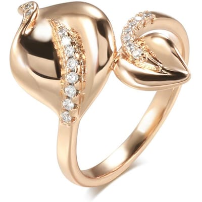 Bagues Tendance Fleur en Cristal Or Rose Pour Femmes Accessoires de Luxe Zircon Naturel Mariage de Mariée Bijoux Fins Quotidiens 9 beige