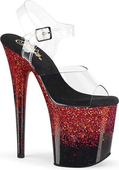 Pleaser - FLAMINGO808SS Sandaal met enkelband, Paaldans schoenen - Paaldans schoenen - 39 Shoes - Rood/Zwart