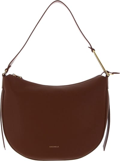 COCCINELLE Leren Schoudertas Coccinelle Priscilla Handbag Grained Leather Brule Terracotta