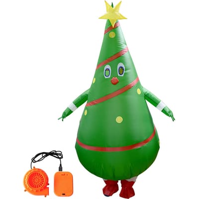 Opblaasbaar Kerstboom Kostuum Grappige Kleding Kerstboom Kostuum Lucht Opblaaspak Vakantie groen