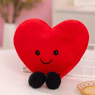 Schattig Lachend Hart Pluche Kussen Squishy Pluizig Grappig Liefdeskussen Met Poten Voor Romantisch Valentijnsdag Cadeau Woondecoratie 15cm red