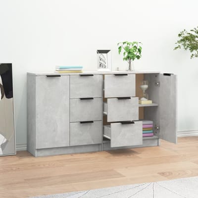 vidaXL - Dressoirs - 2 - st - 60x30x70 - cm - bewerkt - hout - betongrijs